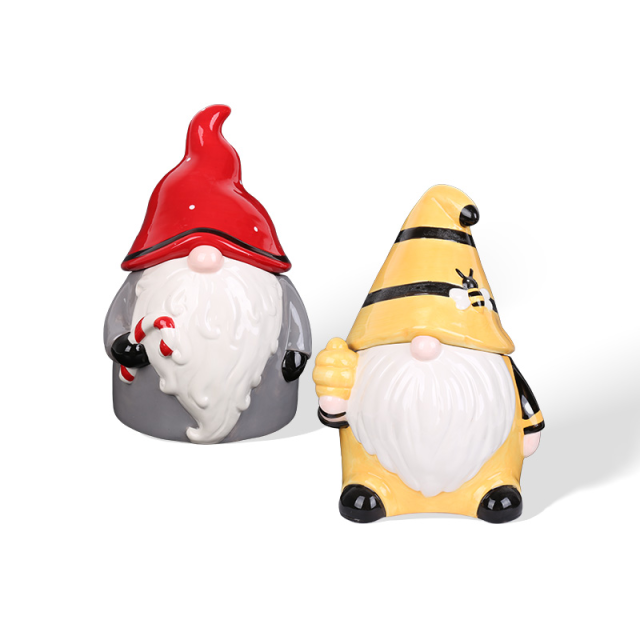 Wholesale Christmas Elf-themed ceramic storage jar ornaments