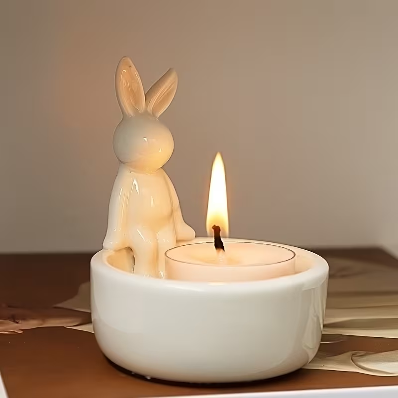 Wholesale Moonlight Rabbit Ceramic Candlesticks