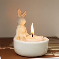 Wholesale Moonlight Rabbit Ceramic Candlesticks