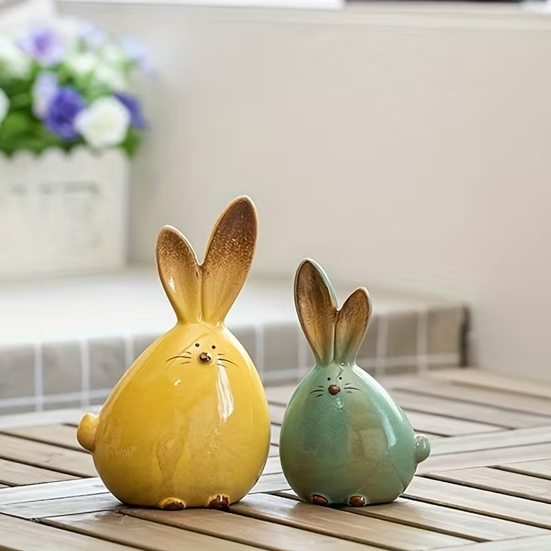 Wholesale Glazed Rabbit Easter Ceramic Figurine