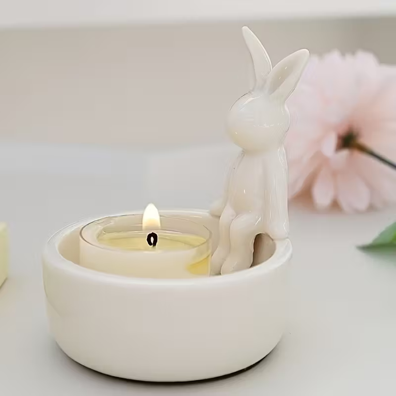Wholesale Moonlight Rabbit Ceramic Candlesticks