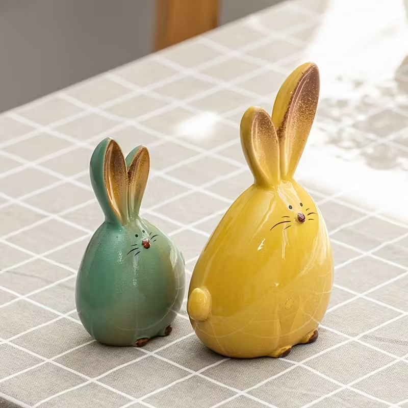 Wholesale Glazed Rabbit Easter Ceramic Figurine