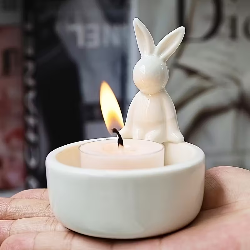 Wholesale Moonlight Rabbit Ceramic Candlesticks
