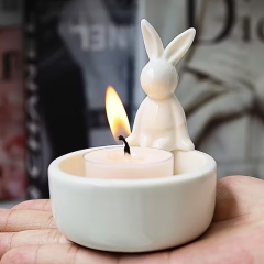 Wholesale Moonlight Rabbit Ceramic Candlesticks