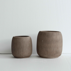 Wholesale Wabi-Sabi Style Magnesium Oxide Vertical Pattern Flower Pot