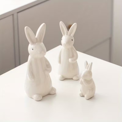 Wholesale Minimalist White Porcelain Rabbit Easter Ceramic Ornament