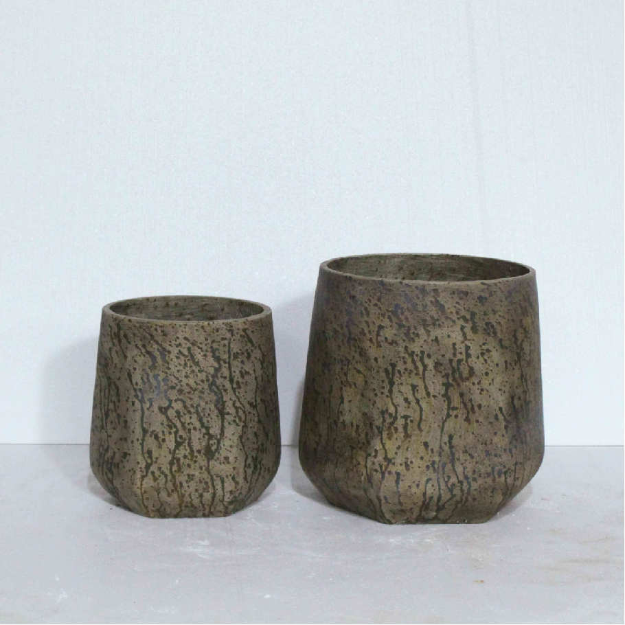 Wholesale dark green flow pattern magnesium oxide flower pots