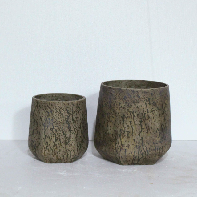 Wholesale dark green flow pattern magnesium oxide flower pots