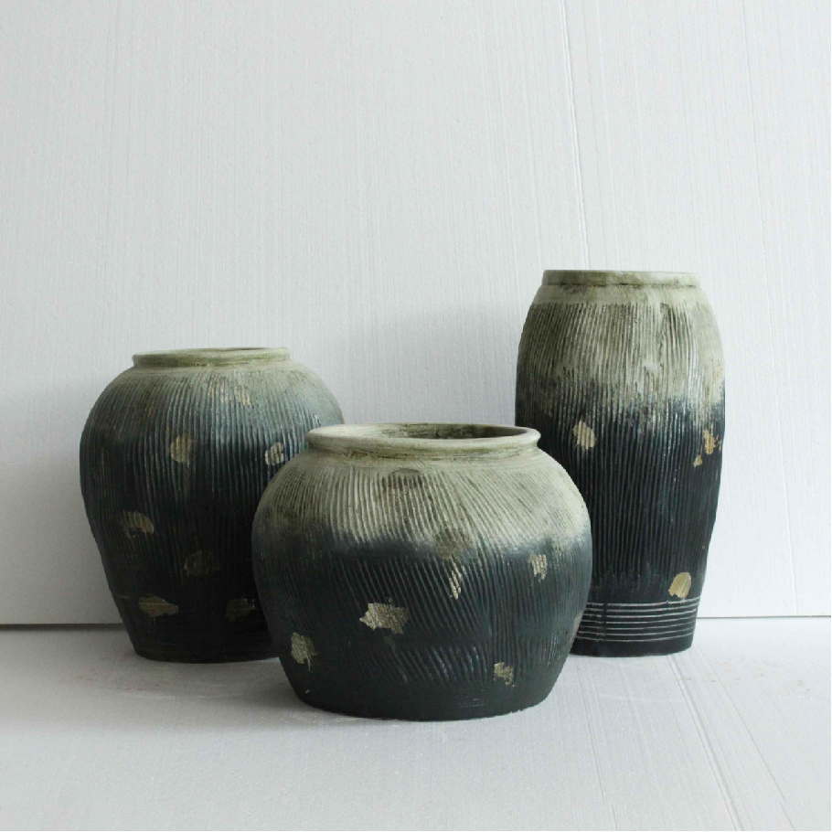 Wholesale Black Gold Lustrous Magnesium Oxide Flower Pots