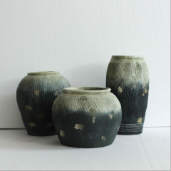 Wholesale Black Gold Lustrous Magnesium Oxide Flower Pots