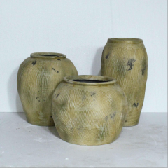 Wholesale grayish-blue vertical striped magnesium oxide flower pots