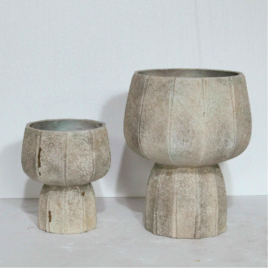 Wholesale stone-patterned high-footed magnesium oxide flower pots