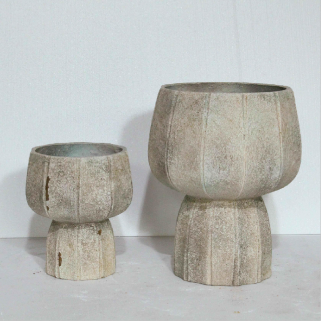 Wholesale stone-patterned high-footed magnesium oxide flower pots