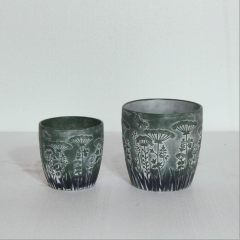 Wholesale Magnesium oxide flower pot with forest-style relief