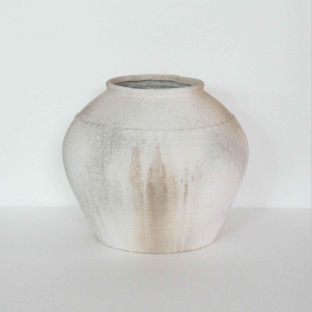 Wholesale white flowery magnesium oxide flower pots