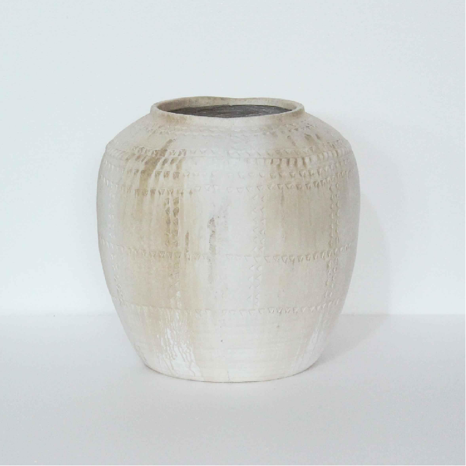 Wholesale light gray woven pattern magnesium oxide flower pot