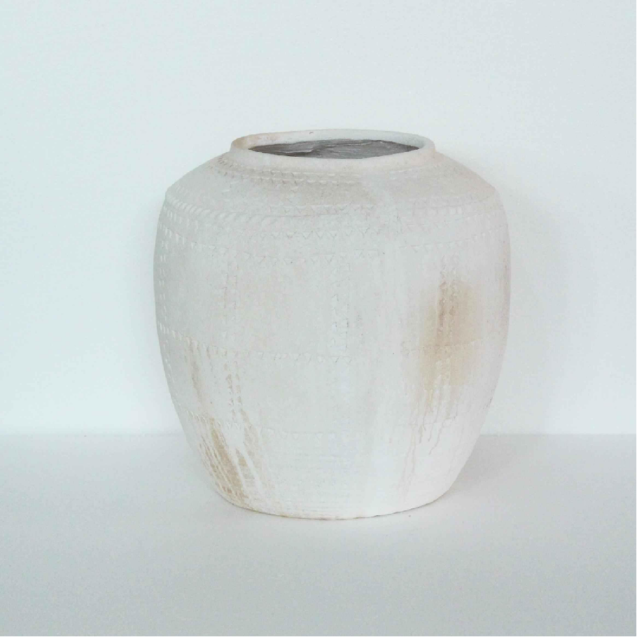 Wholesale White Braided Pattern Magnesium Oxide Flower Pots