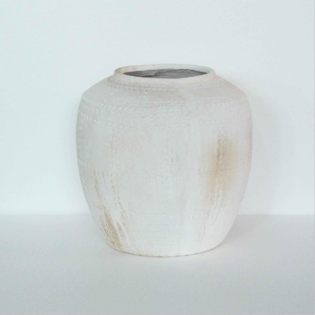 Wholesale White Braided Pattern Magnesium Oxide Flower Pots