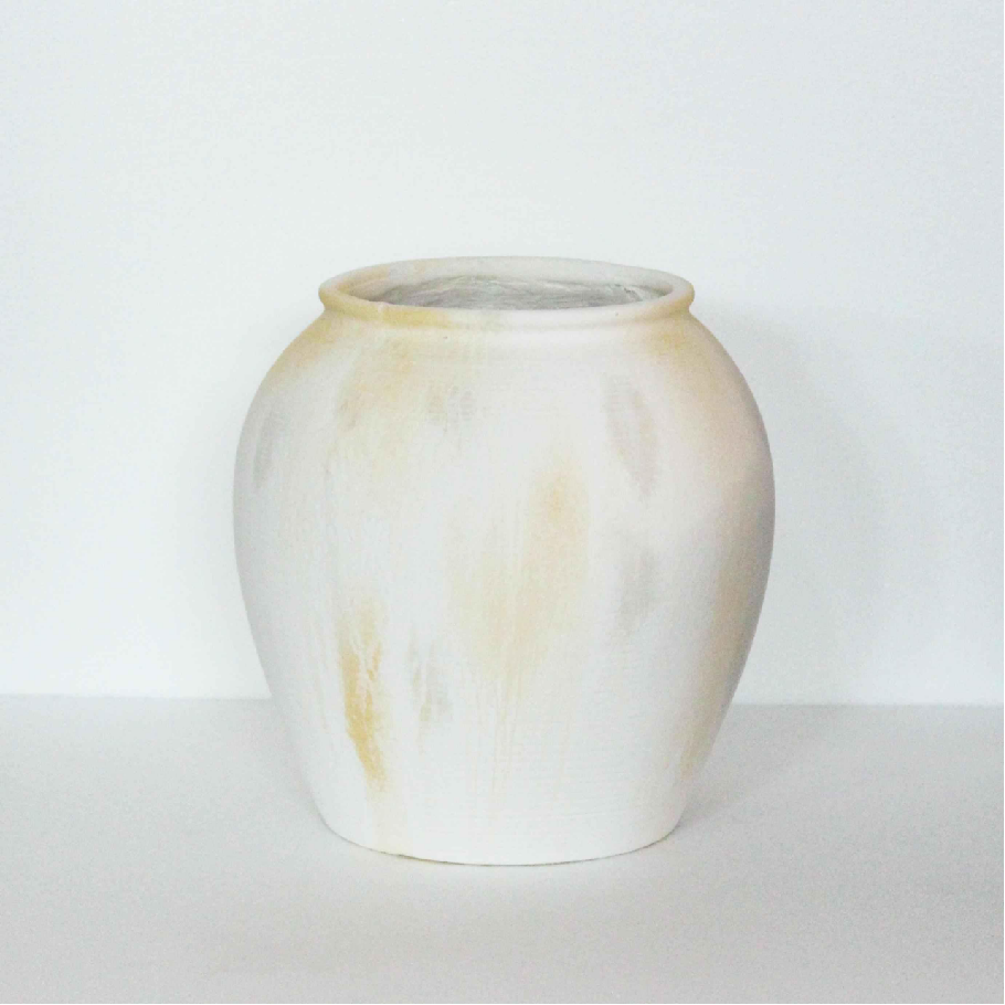 Wholesale white flowery magnesium oxide flower pots