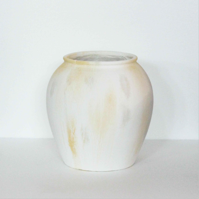 Wholesale white flowery magnesium oxide flower pots