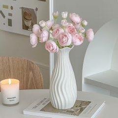 Wholesale ceramic vases with wavy leaf mouth