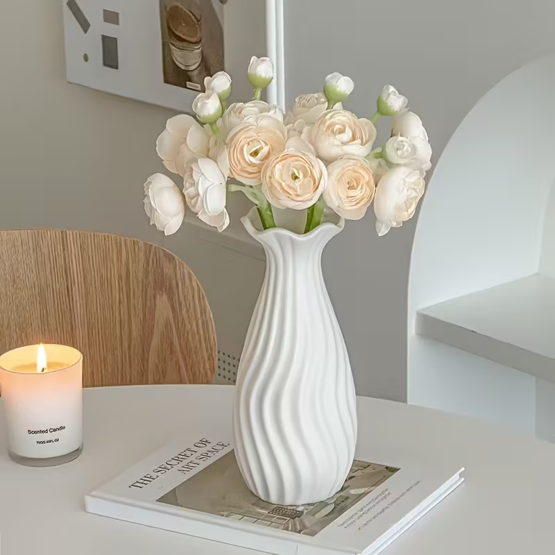 Wholesale ceramic vases with wavy leaf mouth