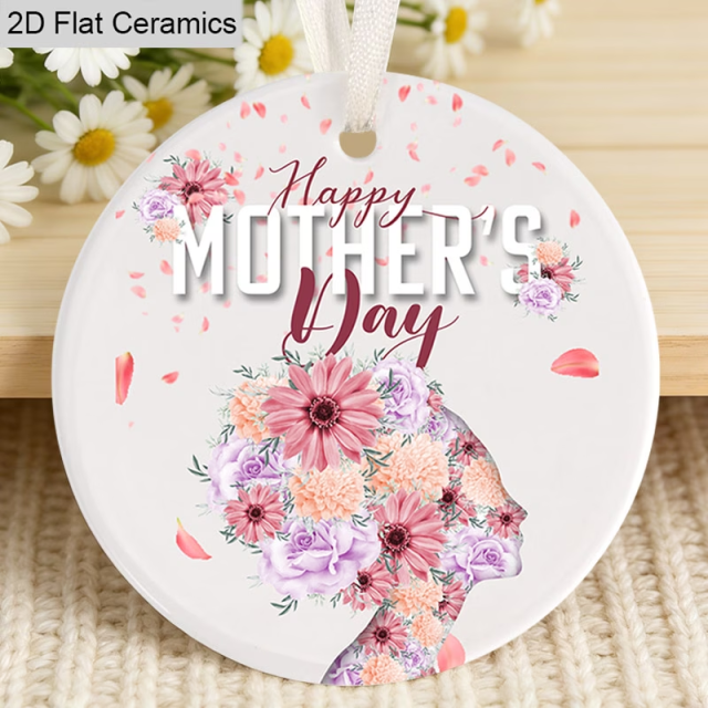 Wholesale Mother's Day Flower Silhouette Ceramic Pendant