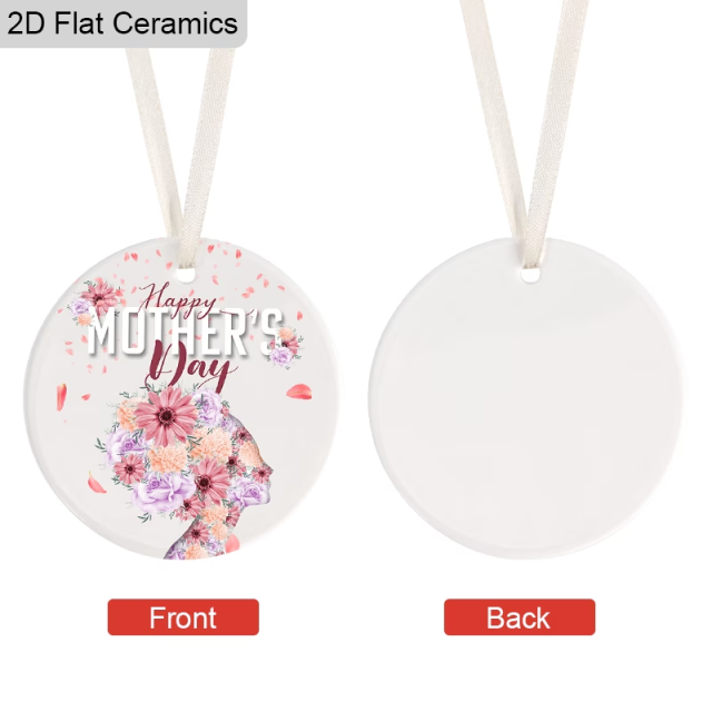 Wholesale Mother's Day Flower Silhouette Ceramic Pendant
