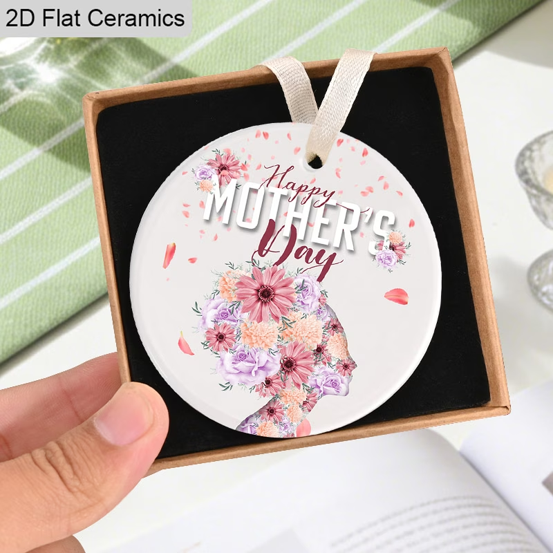 Wholesale Mother's Day Flower Silhouette Ceramic Pendant