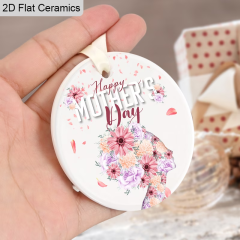 Wholesale Mother's Day Flower Silhouette Ceramic Pendant