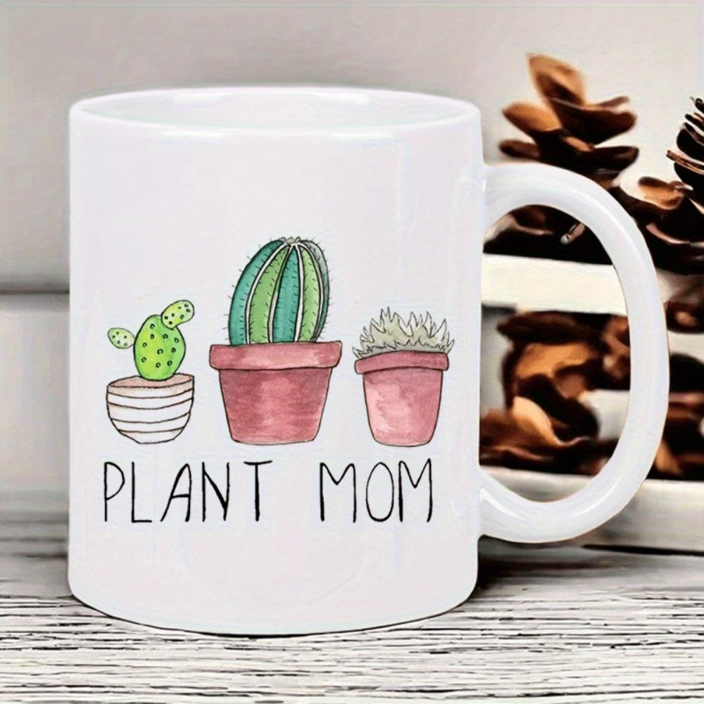 Wholesale green plant-printed Mother's Day ceramic mugs