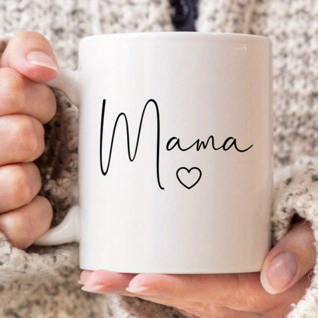 Wholesale Handwritten-style Ceramic Mother's Day Cups with Heart-shaped Designs