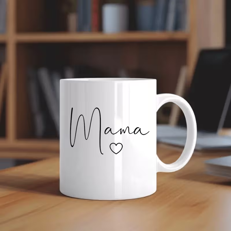Wholesale Handwritten-style Ceramic Mother's Day Cups with Heart-shaped Designs