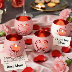 Wholesale Mother's Day Pink Roses and Heart-shaped Ceramic Candlesticks