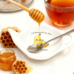 Wholesale Mother's Day Banana-Printed Teapot-Shaped Ceramic Spoon Holder