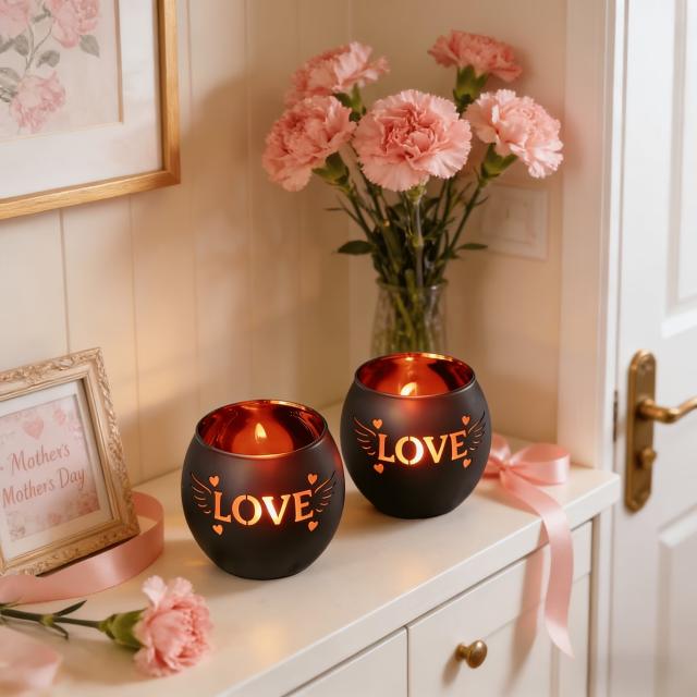 Wholesale Mother's Day Wings and Love Ceramic Candlesticks