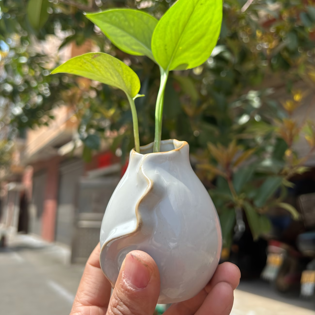 Wholesale ceramic flower vases with lotus leaf lace design