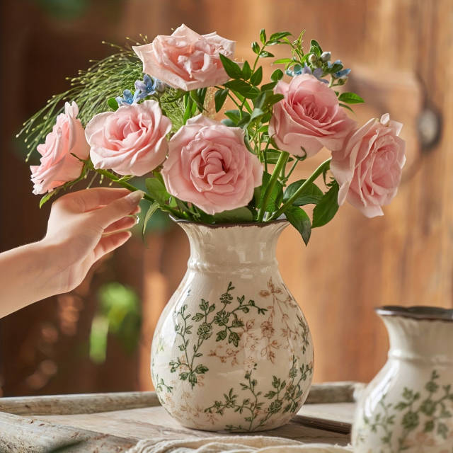Wholesale French Retro Ice Crack Ceramic Vase