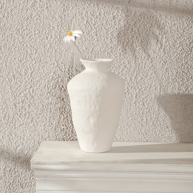 Wholesale Plain-textured Ceramic Vase with Floral Pattern