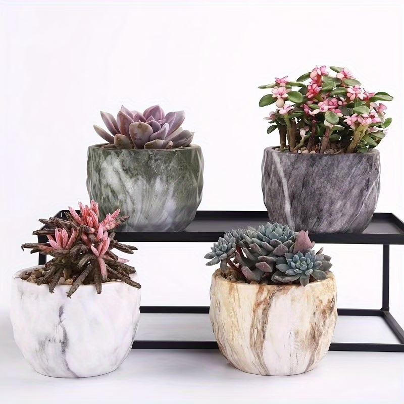 Wholesale diamond-patterned marble ceramic flower pots