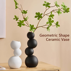 Wholesale Stacked Spherical Candy Skewers with Geometric Shaped Ceramic Vase