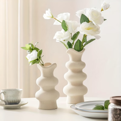 Wholesale soft plush stacked bubble ring shaped coarse pottery vase