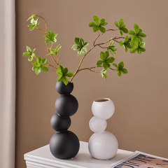 Wholesale Stacked Spherical Candy Skewers with Geometric Shaped Ceramic Vase