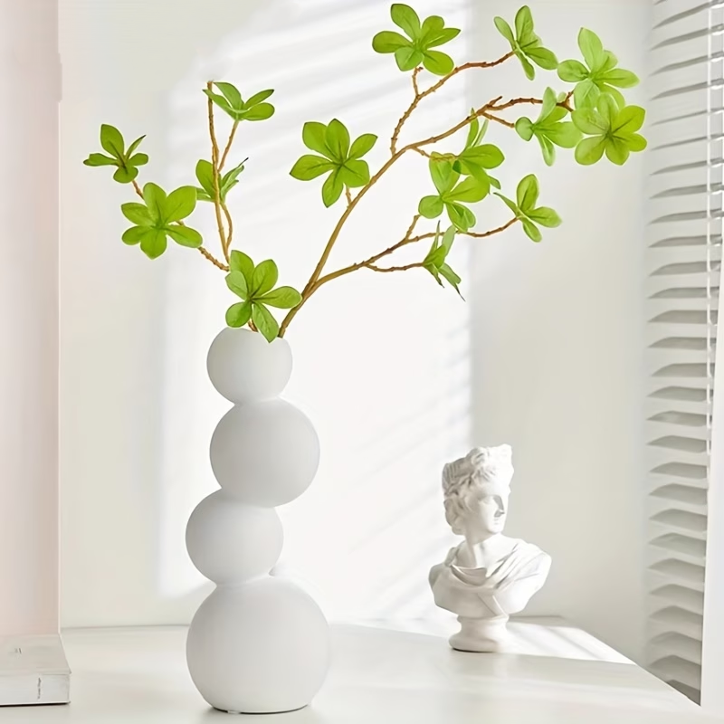Wholesale Stacked Spherical Candy Skewers with Geometric Shaped Ceramic Vase