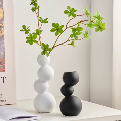 Wholesale Stacked Spherical Candy Skewers with Geometric Shaped Ceramic Vase
