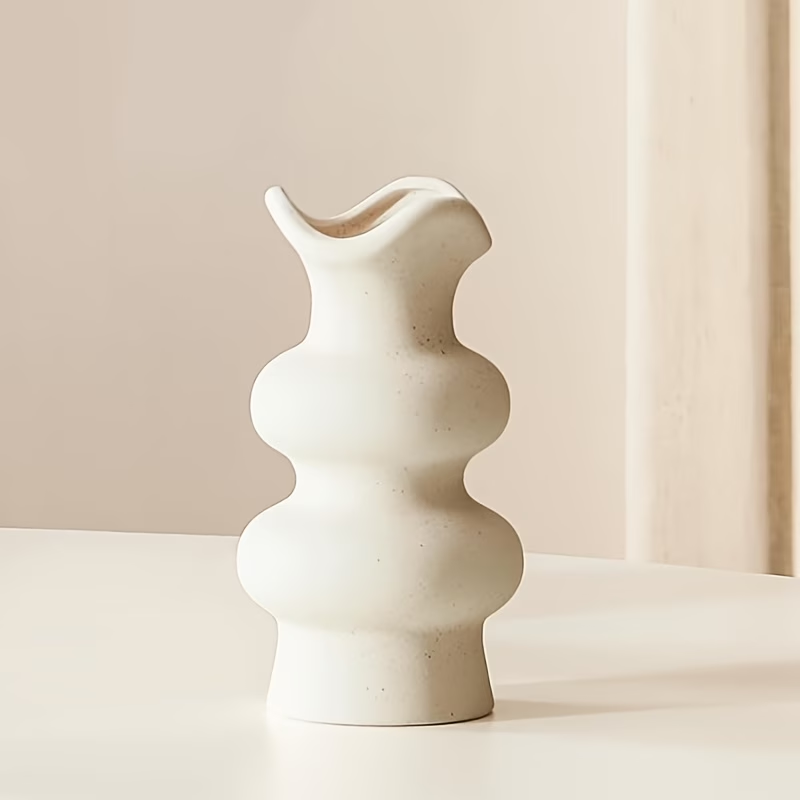 Wholesale soft plush stacked bubble ring shaped coarse pottery vase