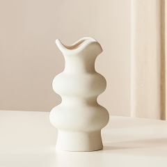 Wholesale soft plush stacked bubble ring shaped coarse pottery vase