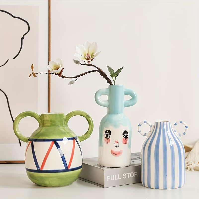Wholesale hand-painted dual-handled ceramic vase