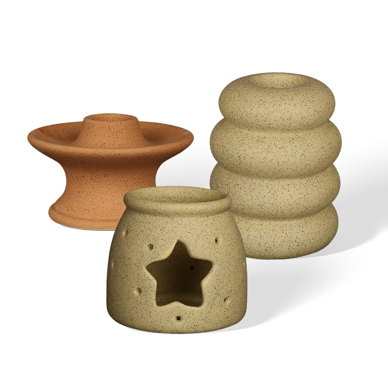 Wholesale Sand Matte Ceramic Wax Melt Burner & Candlestick Holder Gift Set