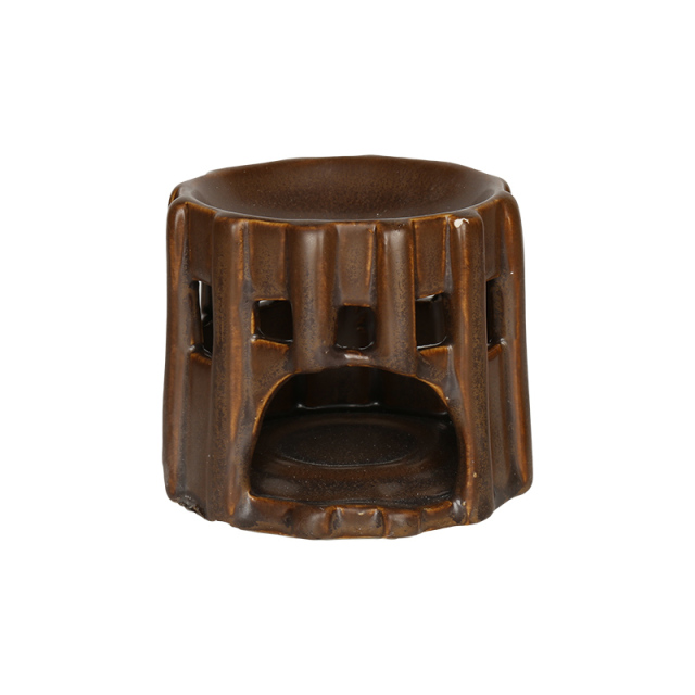 Wholesale Dark Brown Matte Ceramic Wax Melt Burner & Candlestick Holder Gift Set